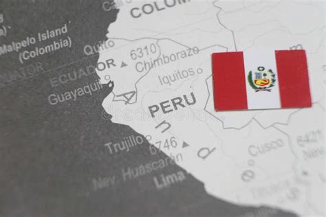 The Flag of Peru Placed on Peru Map of World Map Stock Photo - Image of ...