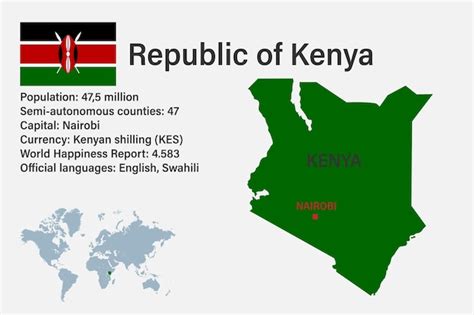 Mapa De Kenia Muy Detallado Con Capital De Bandera Y Peque O Mapa Del