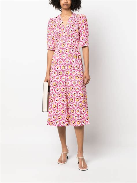 Dvf Diane Von Furstenberg Floral Print Midi Dress Farfetch