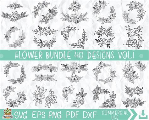 Flower Svg Bundle Flower SVG Floral Svg Flower Svg Cut - Etsy