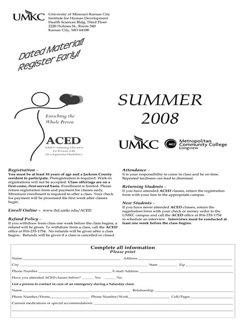 Fillable Online Ihd Umkc Printable Registration Form UMKC Institute