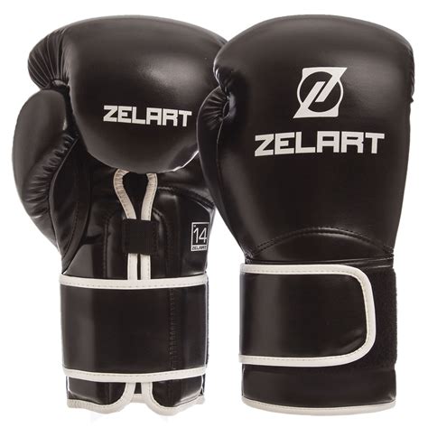 Перчатки для бокса и единоборств на липучке ZELART BO-1391 Black-White ...