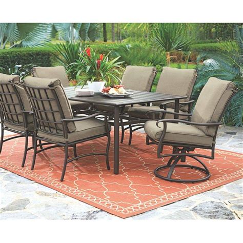 Home Decorators Collection Gabriel Espresso Bronze 7 Piece Patio Dining Set With Beige Cushions