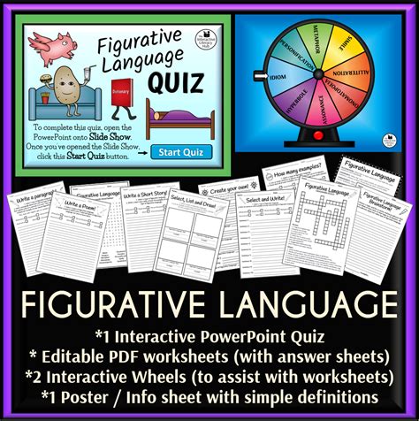 Figurative Language Worksheets Powerpoint Quiz Poster And