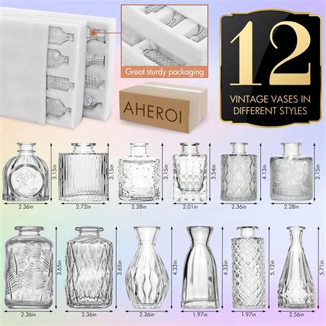 Aheroi Glass Bud Vase Set Of 12 Glass Vase For Flower Clear Small Flower Vases For