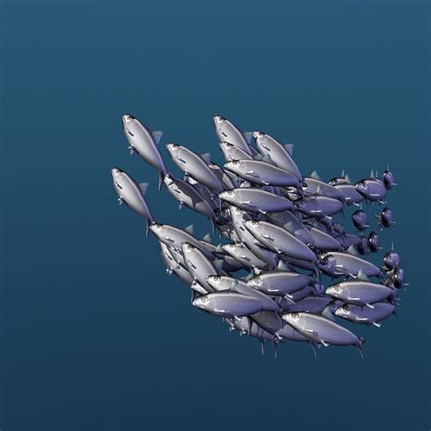 Animated School Of Sardine Fishes Swimming Type 2 3d Model 20 C4d