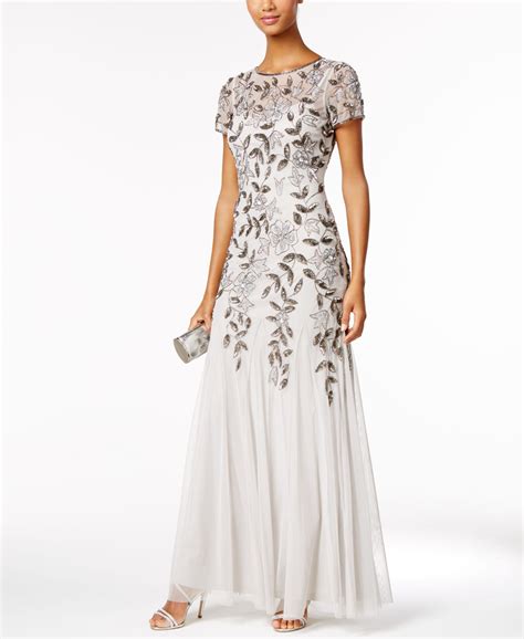 Adrianna Papell Floral Beaded Gown Macys Mother Of The Bride