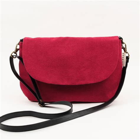 Small Red Crossbody Bag Women Crossover Purse Bag Red Canvas Etsy