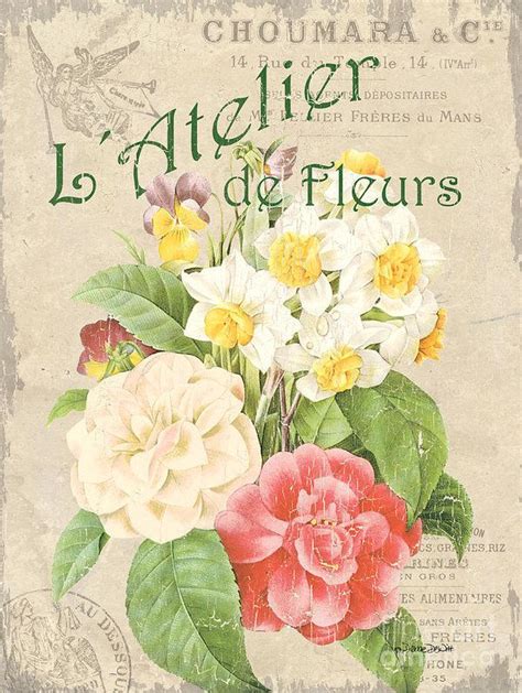 Vintage French Flower Shop 1 Art Print By Debbie Dewitt French