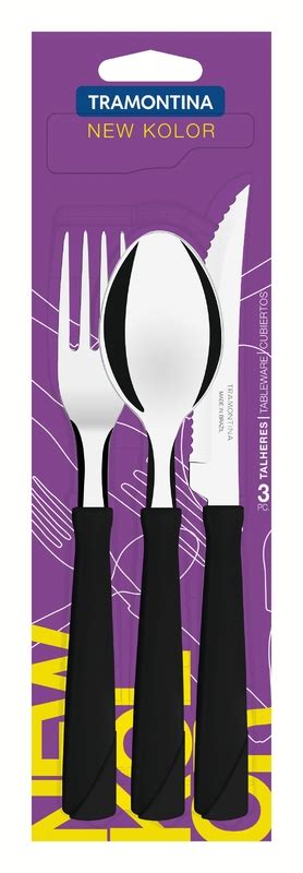 Tramontina New Kolor Stainless Steel Flatware Set With Black