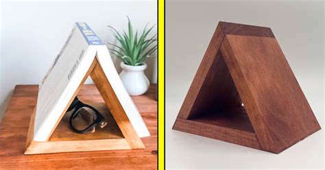 This Triangular Wooden Book Holder And Bookmark Is Perfect For Any Book