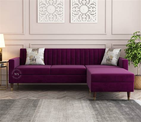 Buy Everett L Shape Fabric Sofa Velvet Mulberry Pink At Off