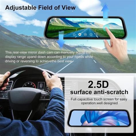 Dashcam Retroviseur Voitures Ecran Tactile Ips Lcd Pouces