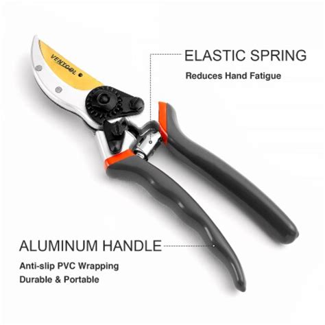 Ventool Sharp Bypass Pruning Shears With Ergonomic Concave Handles