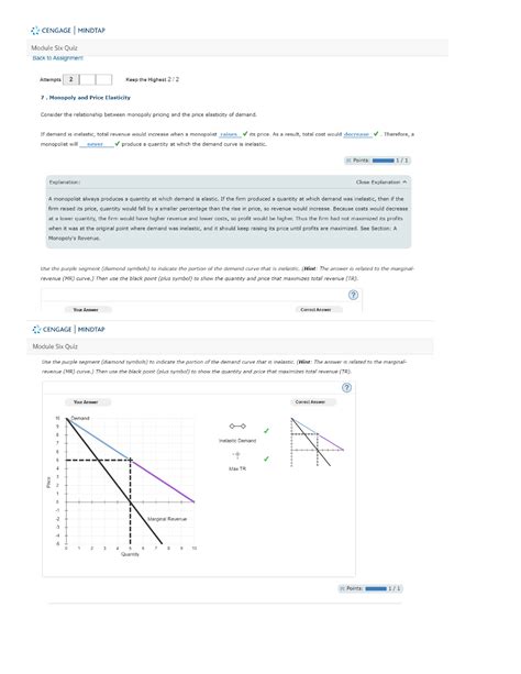 Eco Mod 6 Inelastic Demand CENGAGE MINDTAP 4 Module Six Quiz Back To