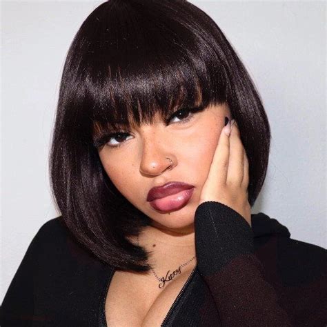 Toyotress Light Brown Bob Wigs With Bangs 10 Inch Yaki