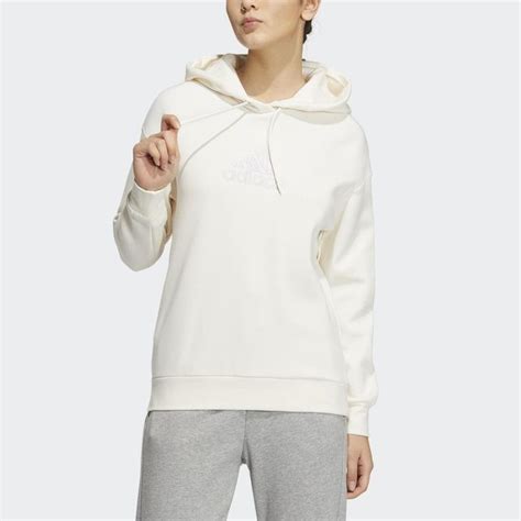 Adidas 愛迪達 Mh Bos Hoody Hm7070 女 連帽上衣 帽t 運動 訓練 休閒 寬鬆 舒適 亞洲版 米白