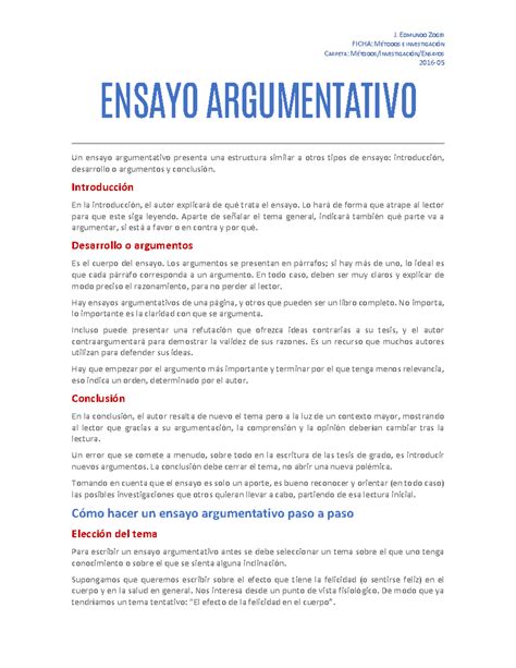 Temas Para Realizar Un Ensayo Argumentativo