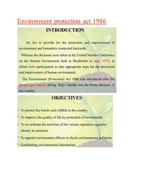 Environment Protection Act 1986 Summary Pdf