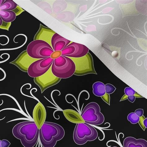 Pink And Purple Ojibwe Floral Dreams Fabric Spoonflower