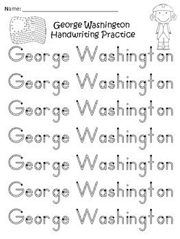 A+ George Washington Handwriting Practice by Regina Davis | TPT