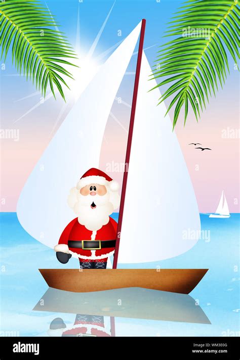 Santa Claus On Boat Stock Photo Alamy