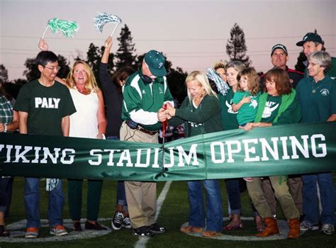 49ers' coach Jim Harbaugh helps celebrate Palo Alto stadium opening