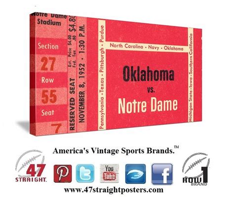 #OU vs. Notre Dame football tickets. 1952 #Oklahoma #Sooners vs. #NotreDame #Irish football ...