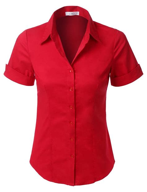 Short Sleeve Stretch Button Down Cotton Shirt Clothes Short Sleeve Tops Women Short Sleeve