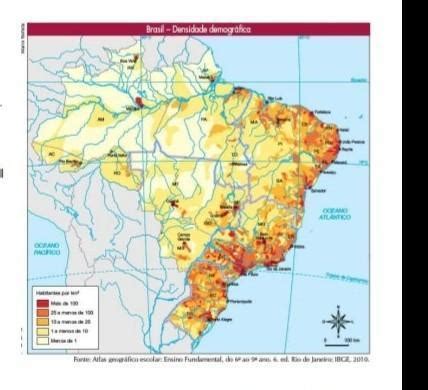 O Brasil é um país muito populoso. Observe o mapa que mostra a ...
