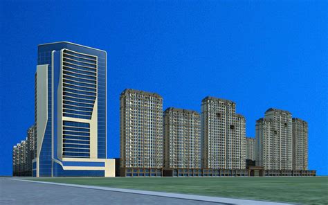 欧式住宅公寓及商业裙房3dmax 模型下载 光辉城市