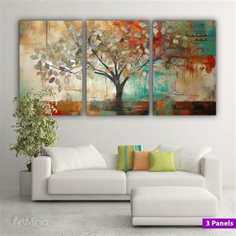 Abstract Modern Acrylic Painting Of A Tree Canvas Print Wall Etsy