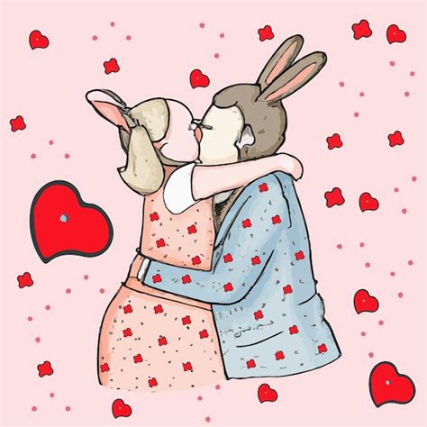 Premium Vector Flat Easter Couple Lovely Bunny Collection Color