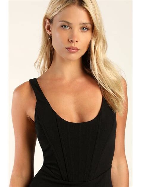 Buy Lulus Flirtatious Sensation Black Corset Bodycon Mini Dress Online