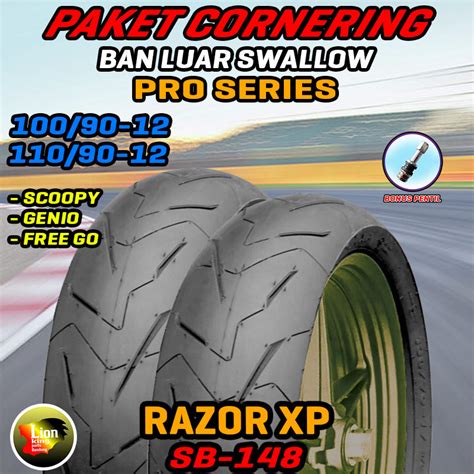 Jual SEPASANG BAN LUAR SWALLOW SB 148 RAZOR XP UKURAN 100 90 12 110 90