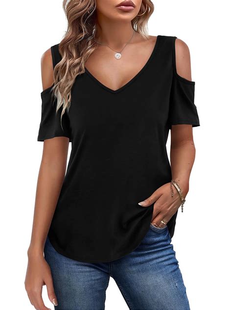 Amoretu Usa Trendy Women S Cold Shoulder V Neck Short Sleeve Summer