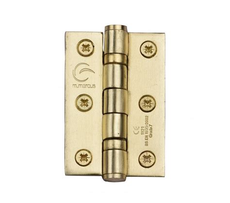 Heritage Steel Line 76x51mm Ball Bearing Hinges Pair Satin Brass Door Hinges From Handles