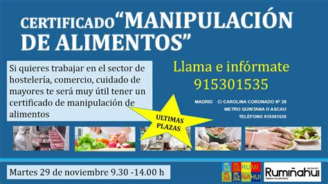 Certificado Manipulación De Alimentos Empleo Rumiñahui