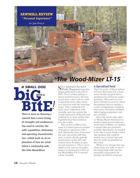 PDF The Wood Mizer LT 15 B T Portable Sawmills And The Wood