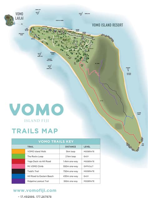 VOMO Map - Map Of Our Large Private Island Resort - Vomo Island Fiji