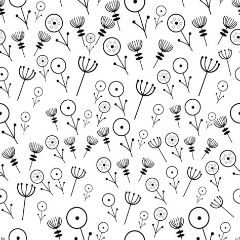 Premium Vector Doodle Flowers Seamless Pattern