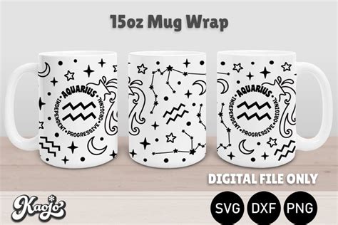 Aquarius Zodiac Sign Mug Oz Wrap Svg Constellation Mug