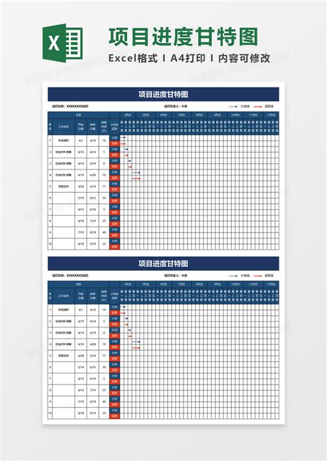 项目进度甘特图wordexcel模板下载熊猫办公