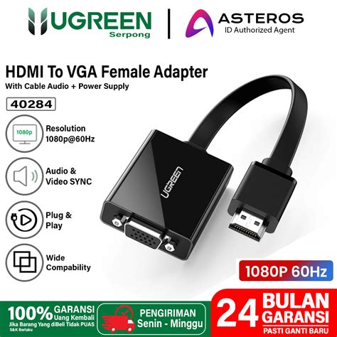 Jual UGREEN Adapter Converter HDMI To VGA Female Untuk PC Laptop TV