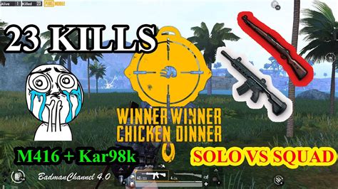 84 PUBG Mobile Highlight Solo Vs Squad 23 Kills With M416 And Kar98k