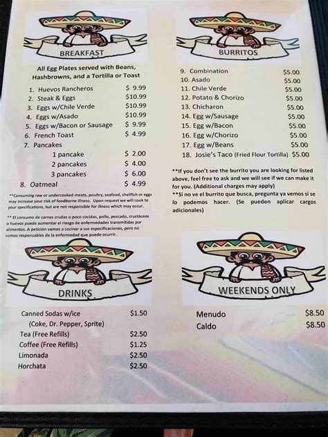 Menu At El Mexicano Restaurant Monahans N Main Ave