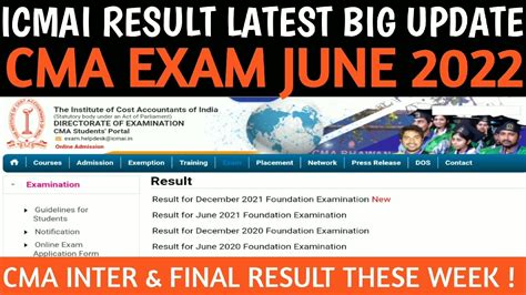 ICMAI Breaking News CMA Exam June 2022 Result Big Update CMA Final