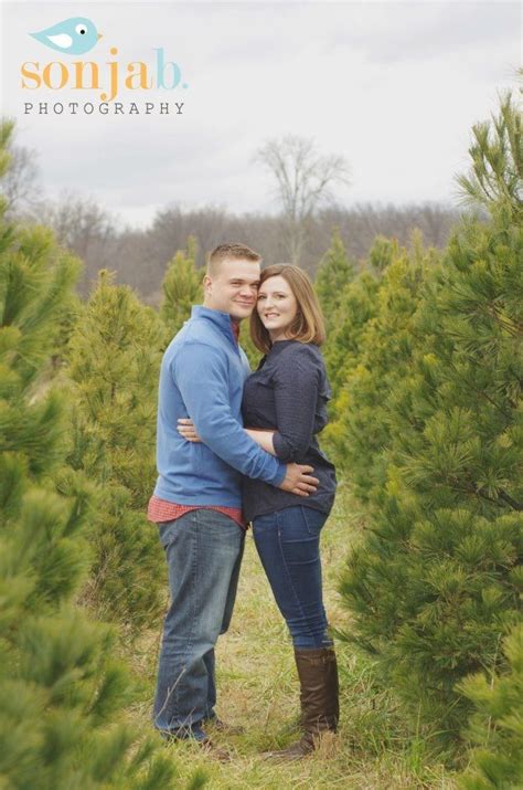 Romantic Christmas Tree Farm Engagement Photos In Cincinnati