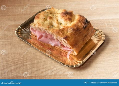 Focaccia Sandwich Filled With Bologna Mortadella Stock Image Image Of