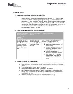 Fillable Online Cargo Claims Procedures Fax Email Print PdfFiller